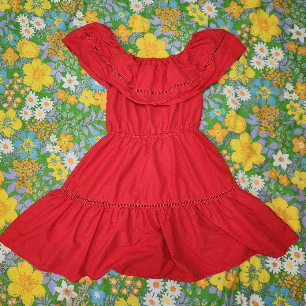 Buddy Basic Red Ruffle Dress - Picture 3 of 7